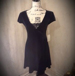 Nordstrom Black Velvet Skater Dress NWT